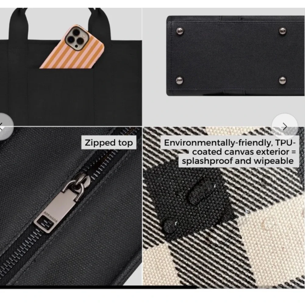 Bon Maxie Small Bon Vivant Tote Black Coated Canvas
